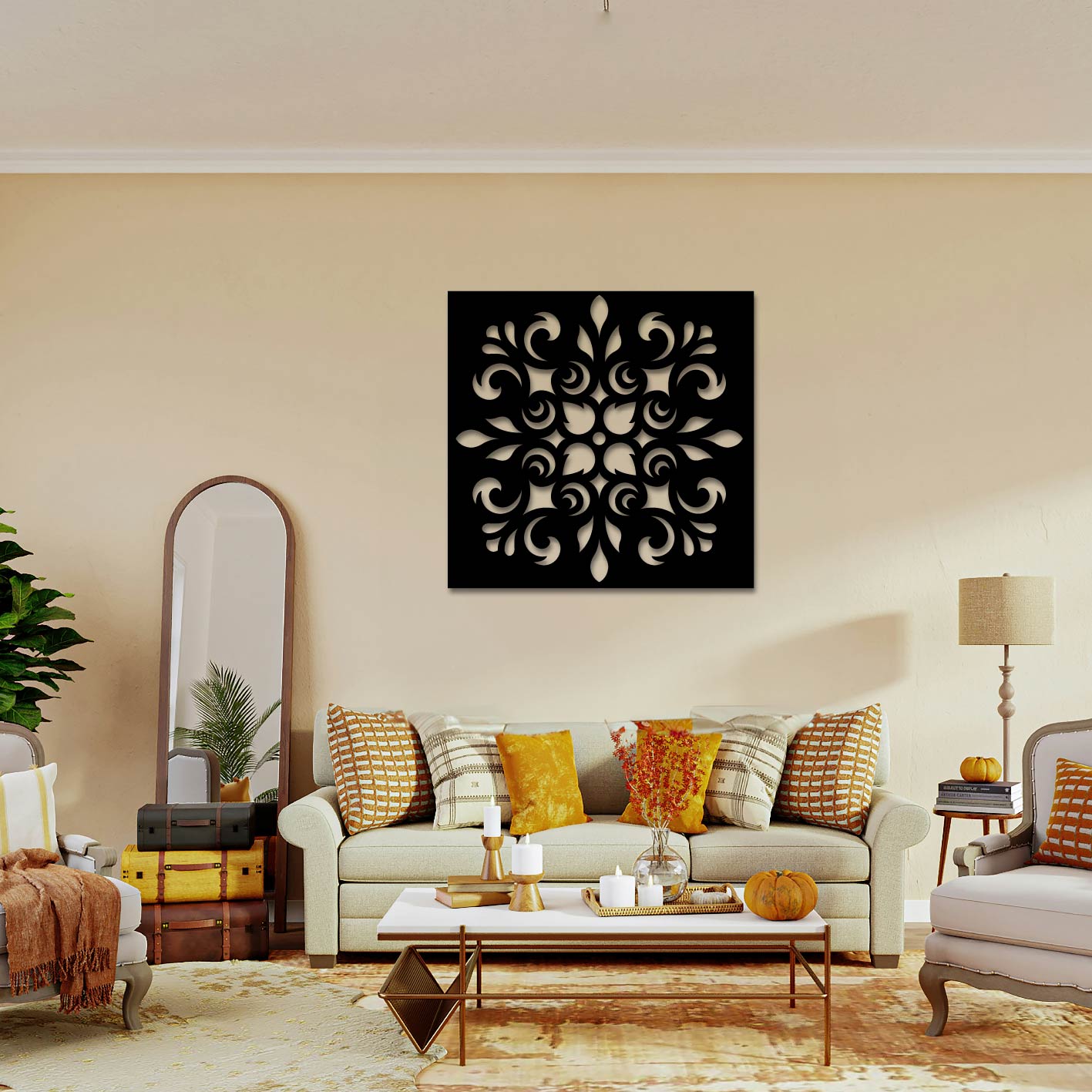 PATTERNED SQUARE TILE METAL WALL ART