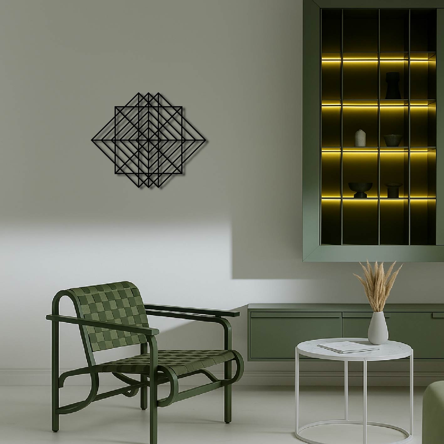 SQUARE AND DIAMONDS GEOMETRIC DECOR METAL WALL ART