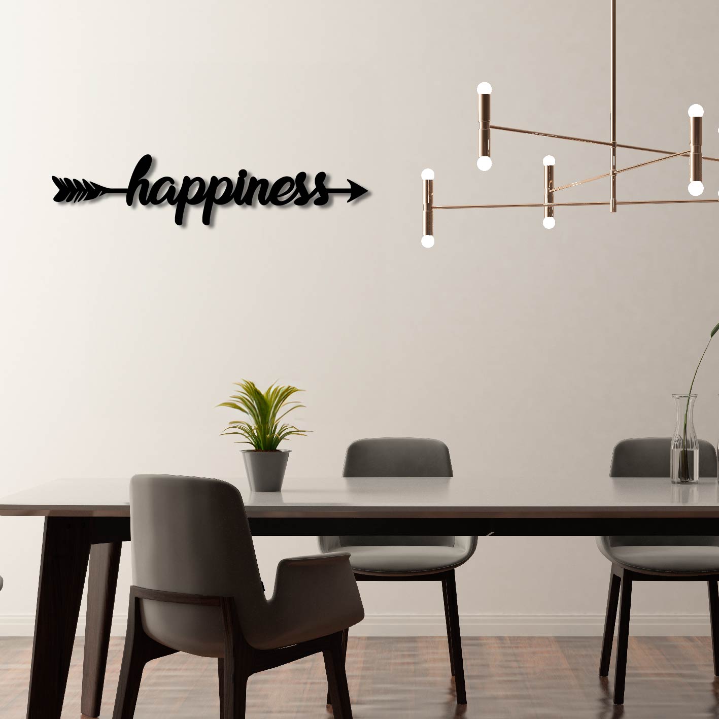 HAPPINESS ARROW SIGN METAL WALL ART