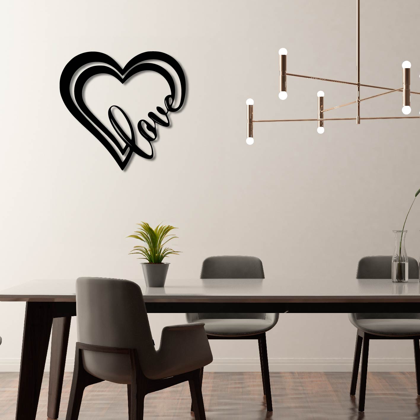 HEARTS LOVE METAL WALL ART
