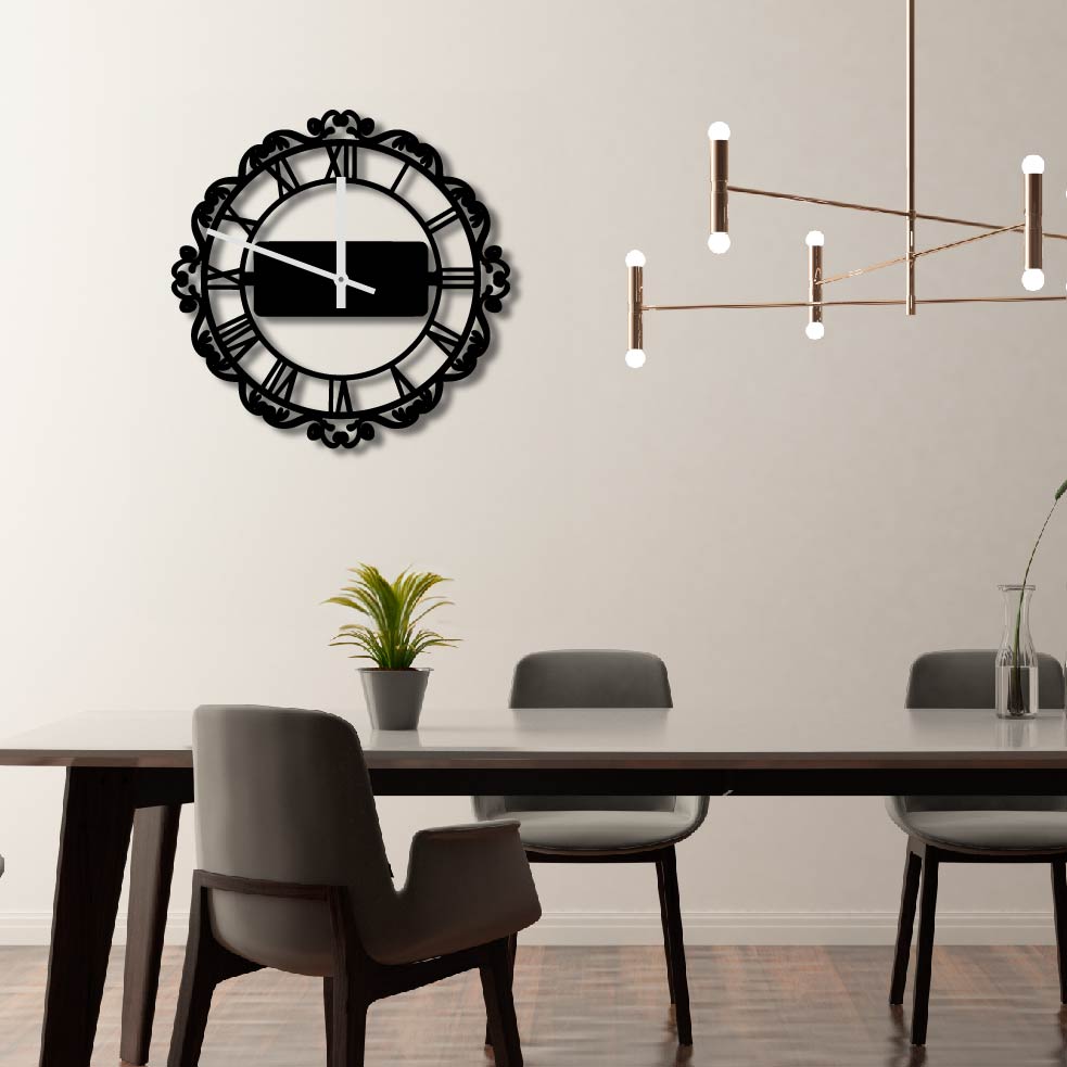VICTORIAN BORDER METAL WALL ART CLOCK