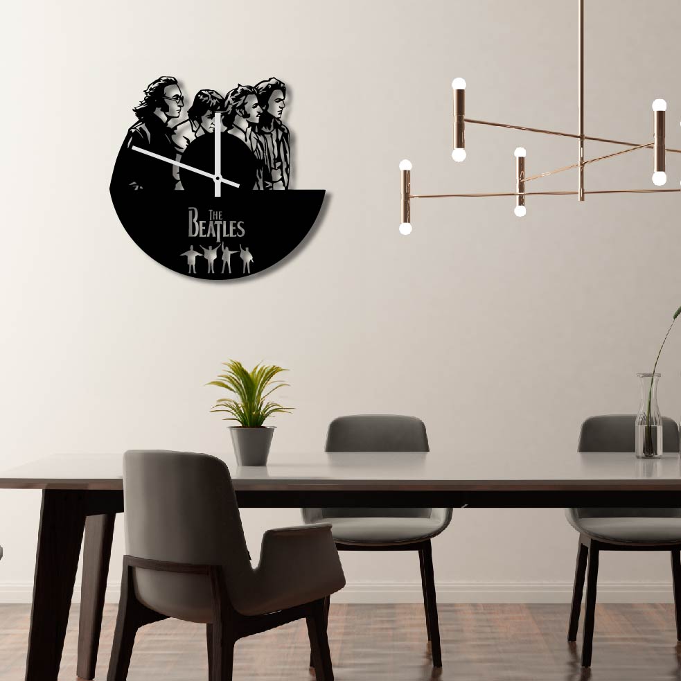 THE BEATLES BAND METAL WALL ART CLOCK