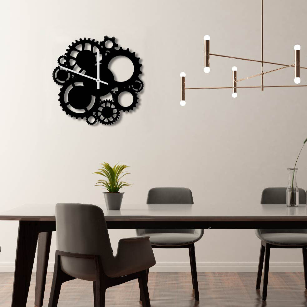 MECHANICAL GEARS METAL WALL ART CLOCK