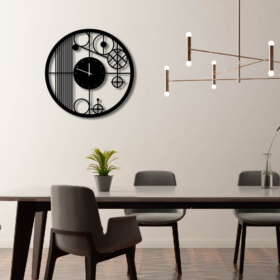 GEOMETRIC LINES METAL WALL ART CLOCK 4
