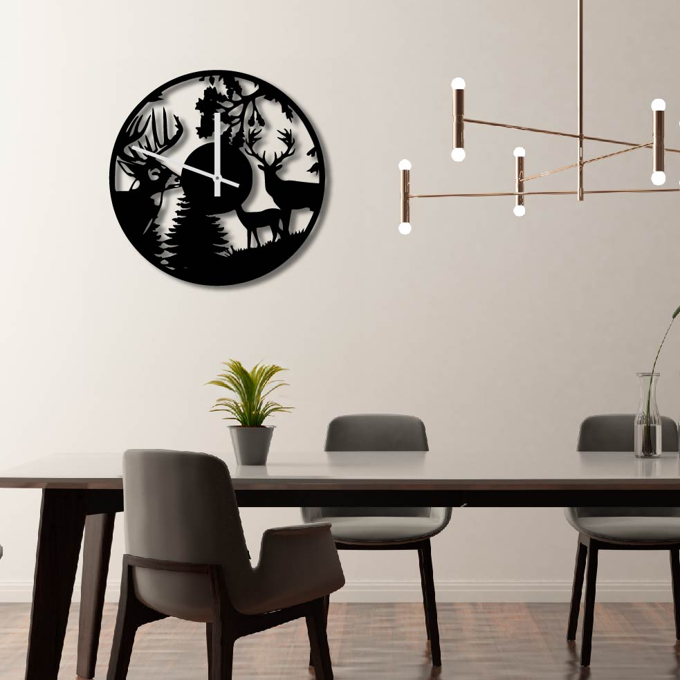 DEER METAL WALL ART CLOCK