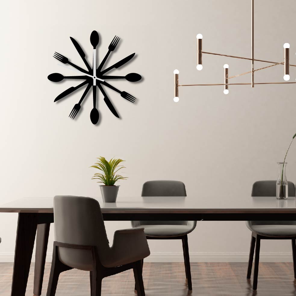 CUTLERY METAL WALL ART CLOCK
