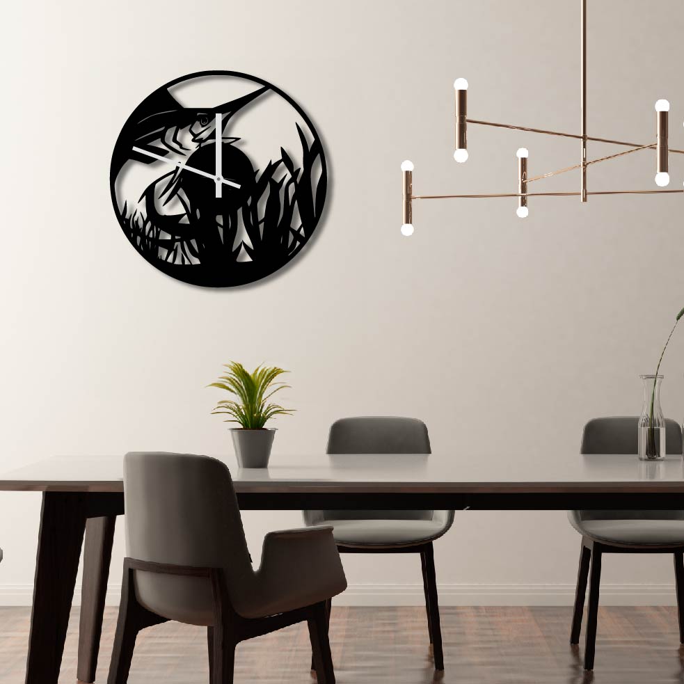 SWORDFISH METAL WALL ART CLOCK