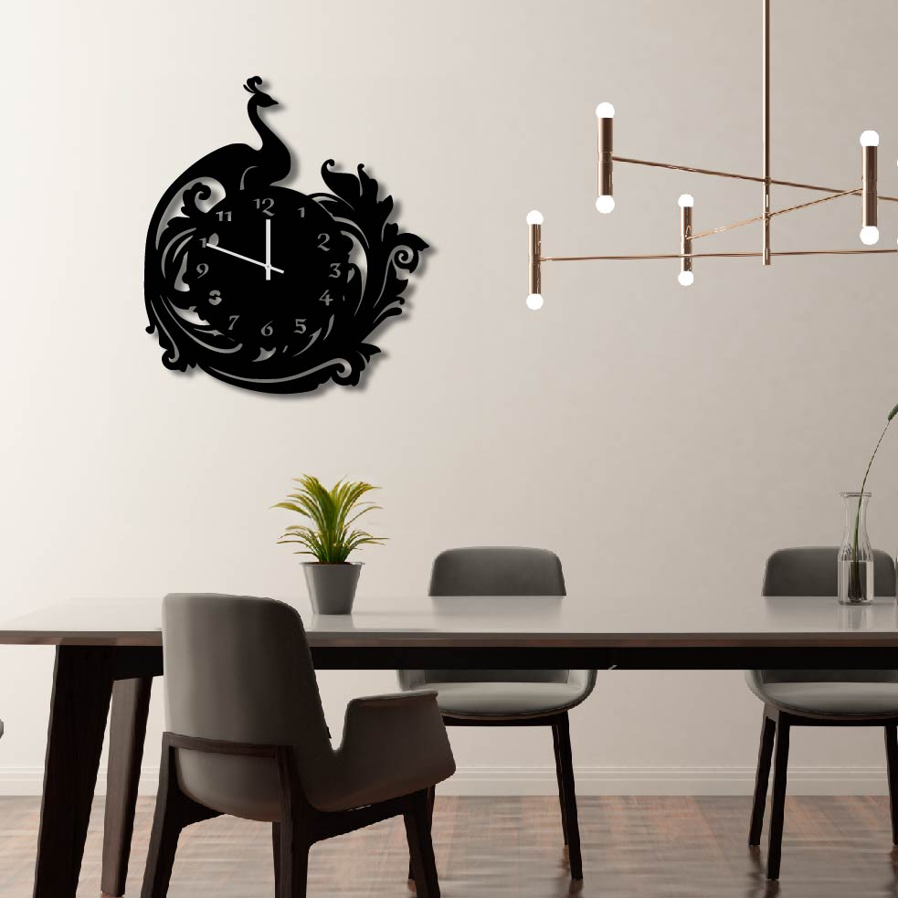 PEACOCK METAL WALL ART CLOCK