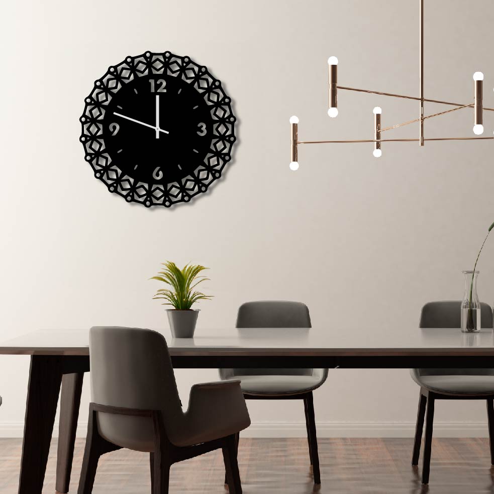 PATTERNED METAL WALL ART CLOCK
