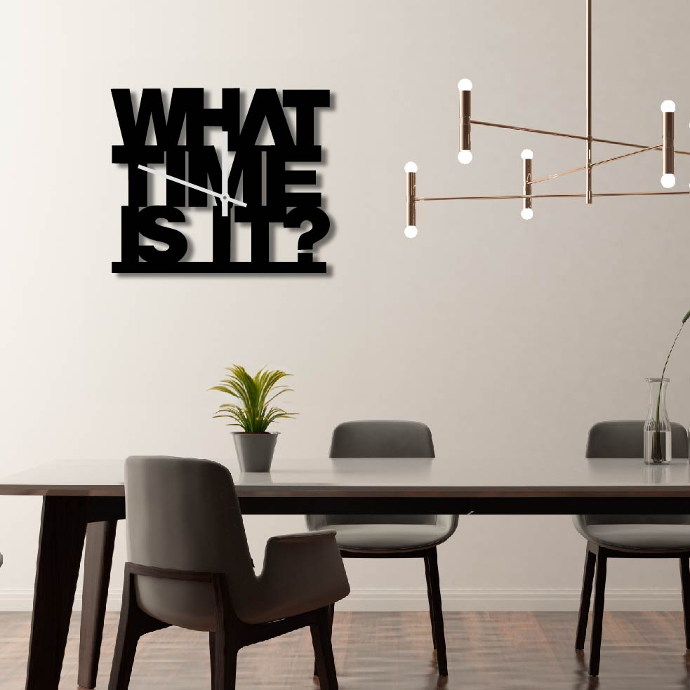 WHAT TIME IS IT METAL WALL ART CLOCK
