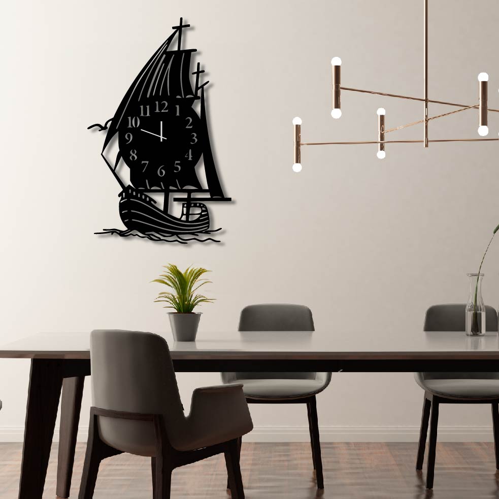 SHIP METAL WALL ART CLOCK