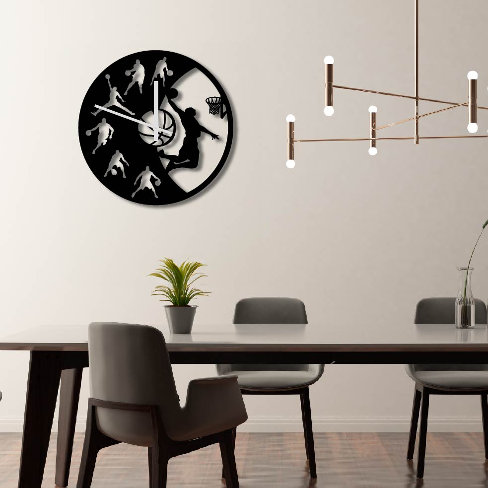 BASKETBALL METAL WALL ART CLOCK