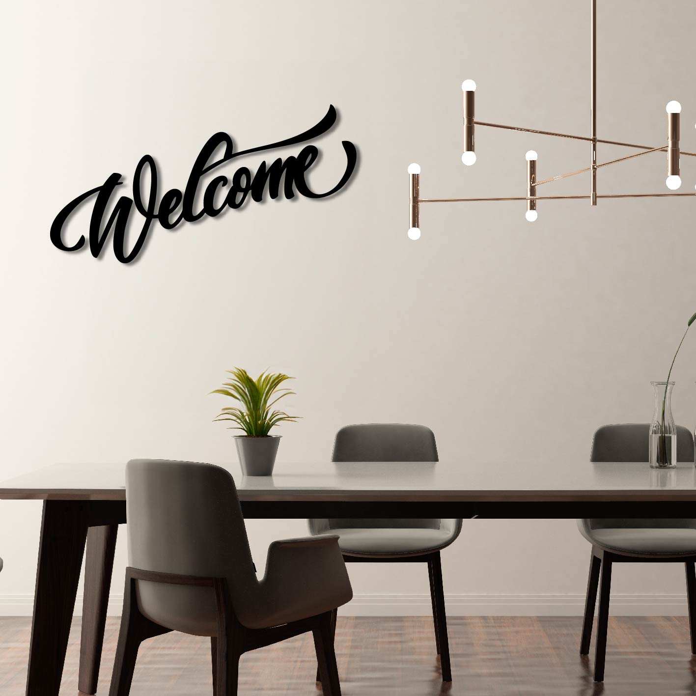WELCOME SCRIPT SIGN METAL WALL ART