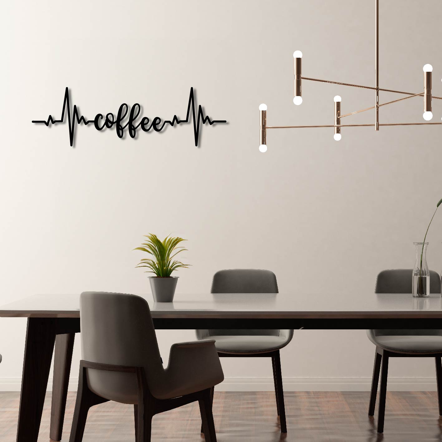 COFFEE HEARTBEAT METAL WALL ART