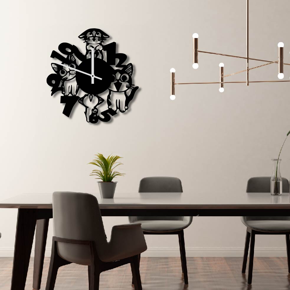 CATS METAL WALL ART CLOCK