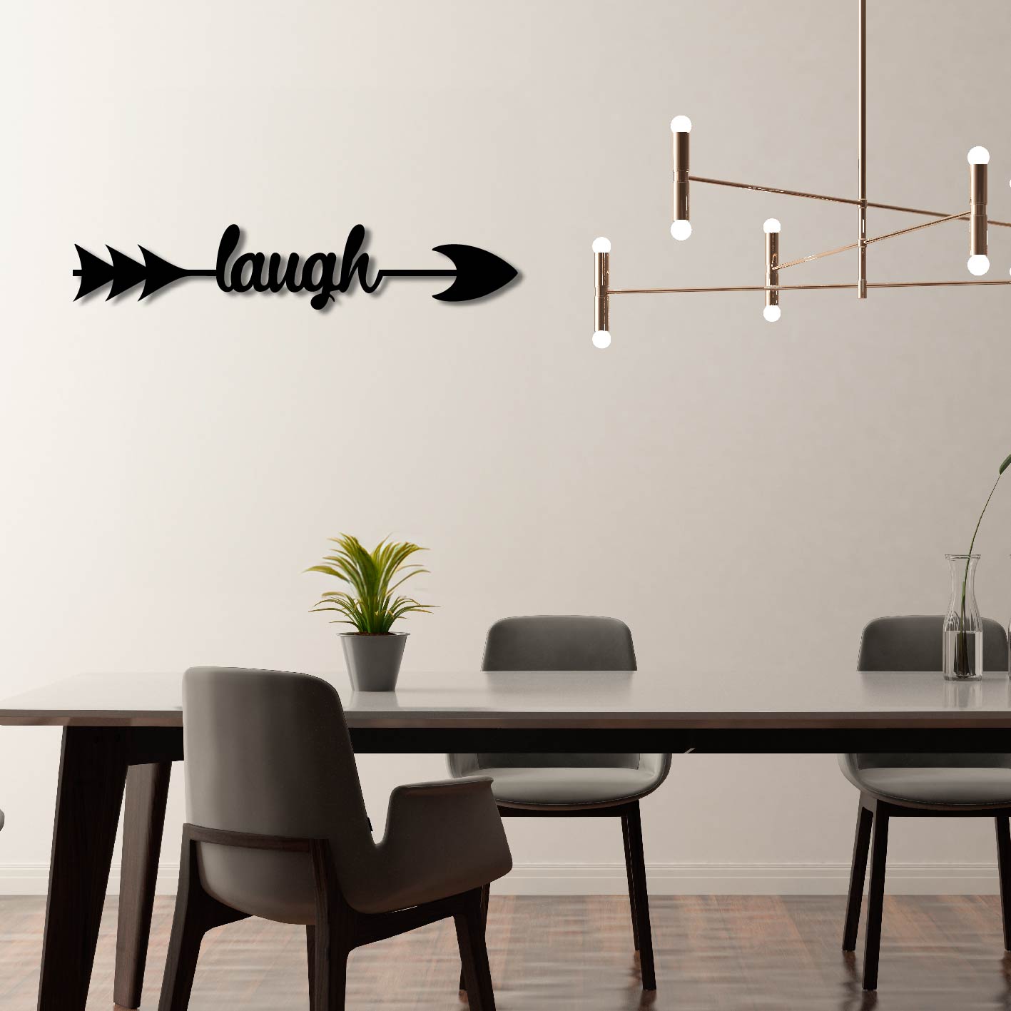 LAUGH ARROW SIGN METAL WALL ART