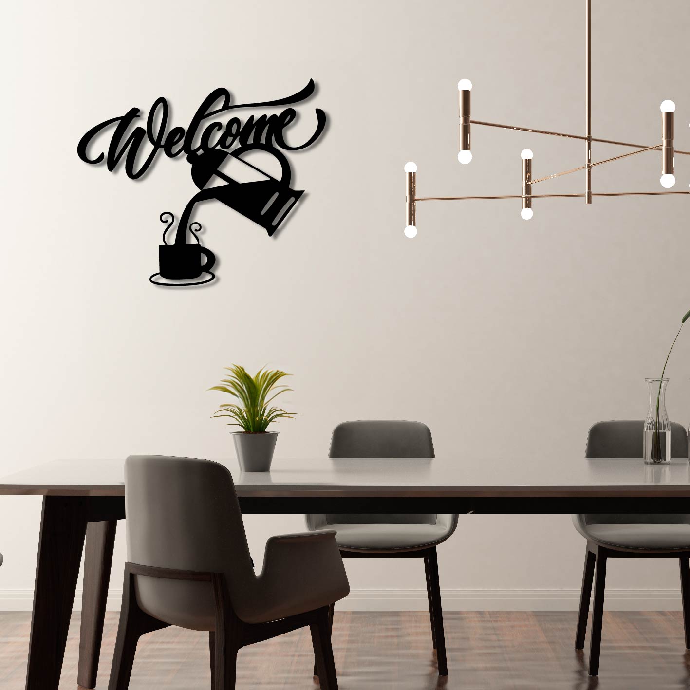 WELCOME COFFEE SIGN METAL WALL ART