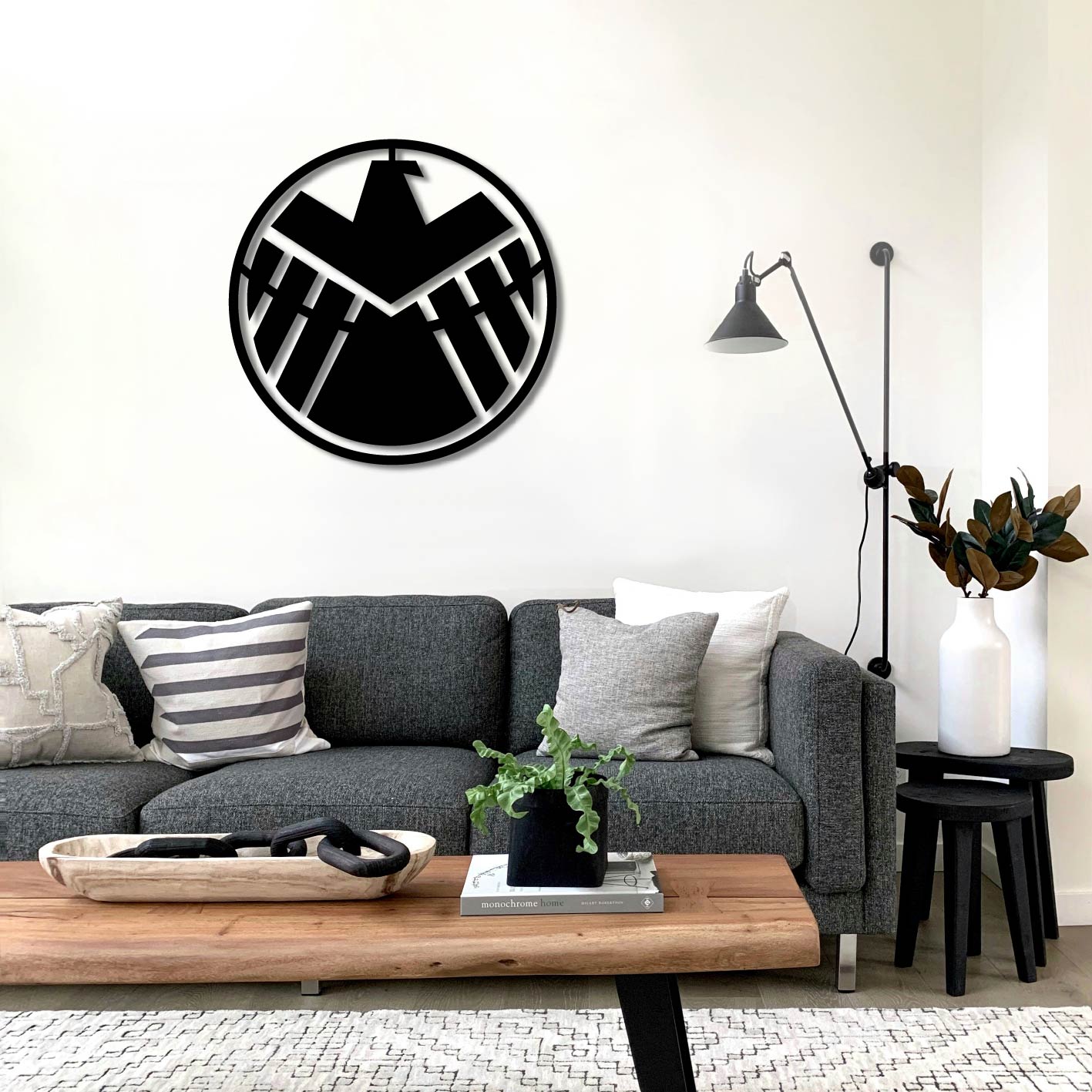 SHIELD LOGO ROUND METAL WALL ART