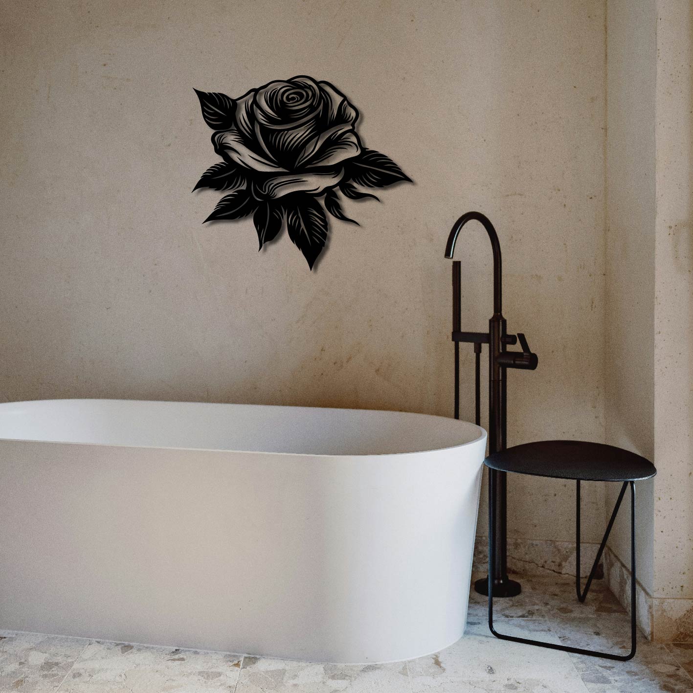 TEXTURED ROSE METAL WALL ART