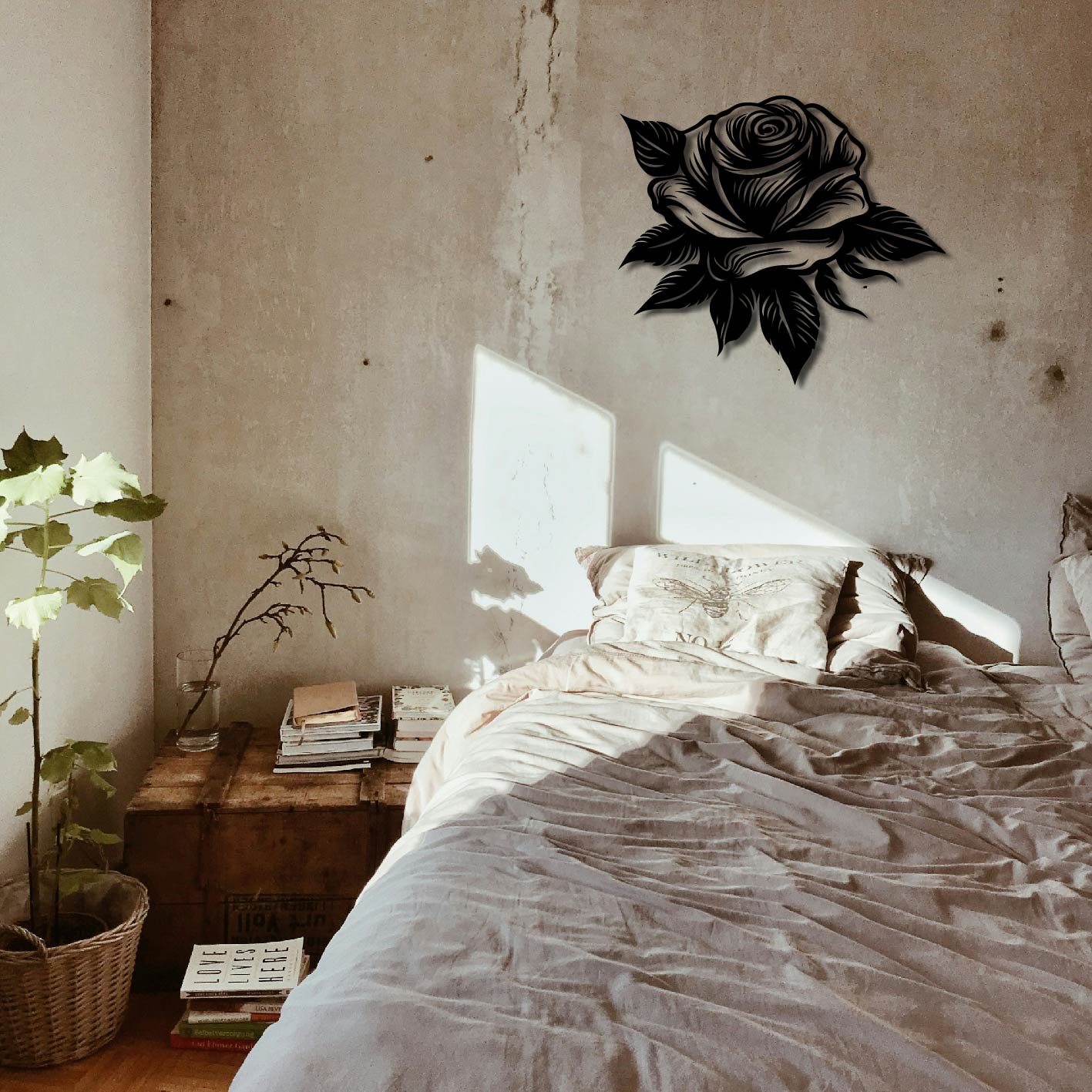TEXTURED ROSE METAL WALL ART