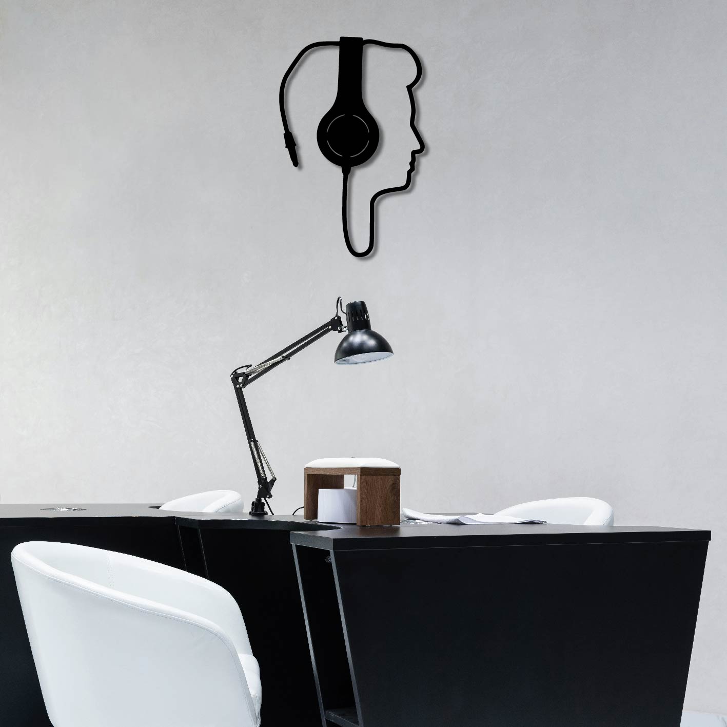 HEADPHONES ON WORLD OFF METAL WALL ART