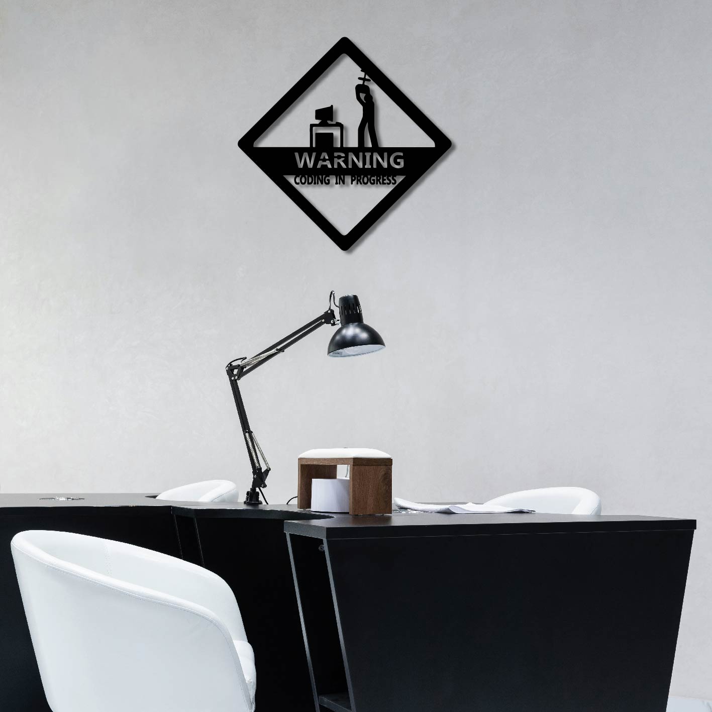 WARNING CODING IN PROGRESS METAL WALL ART