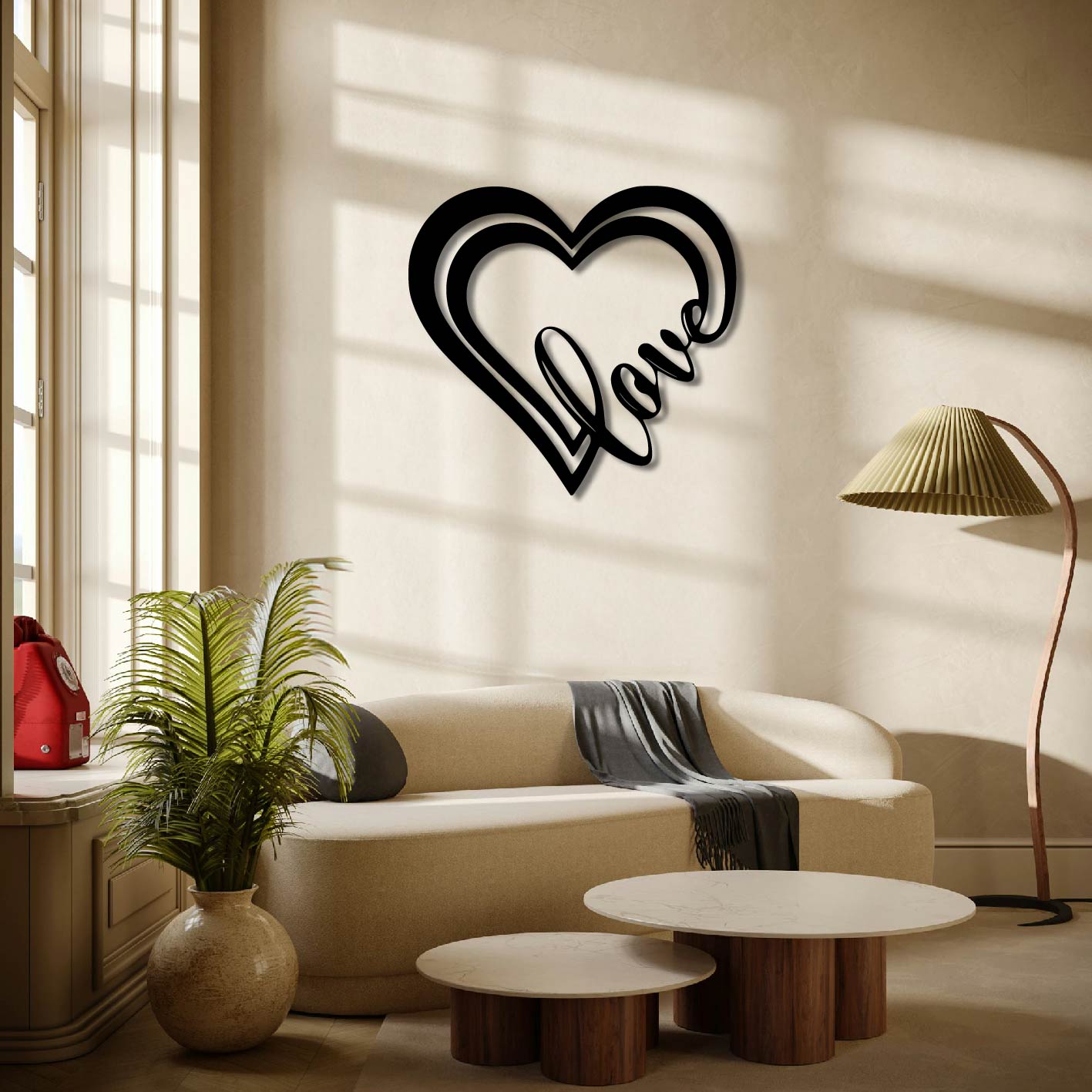 HEARTS LOVE METAL WALL ART