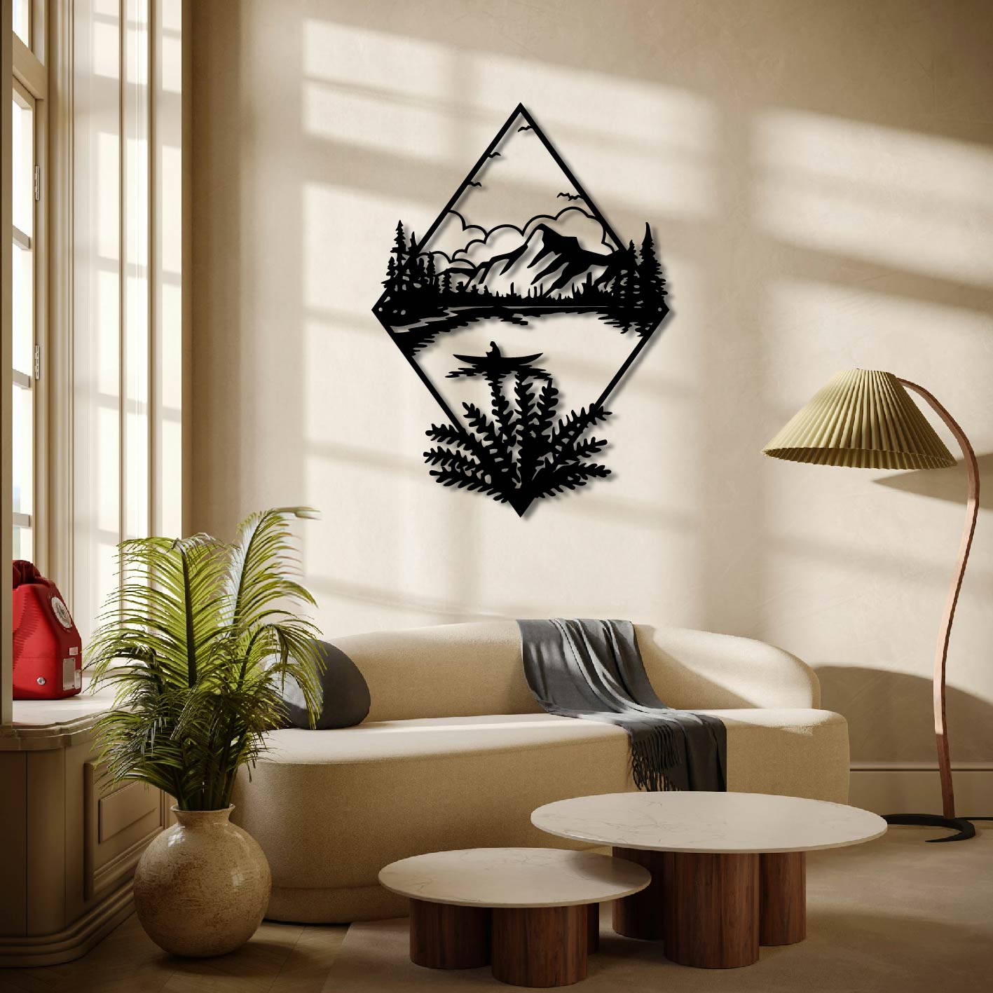 NATURE SCENE DIAMOND FRAME METAL WALL ART