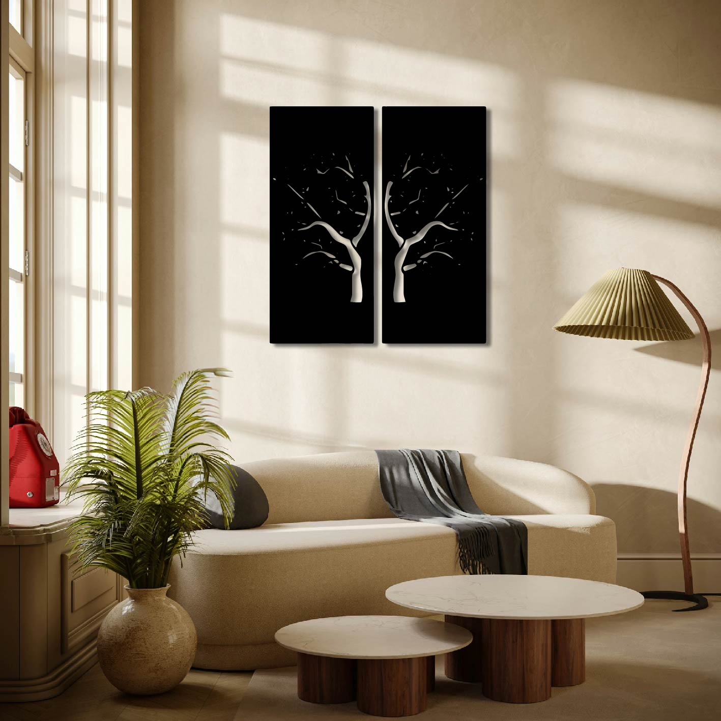 MIRRORED TREE METAL WALL ART