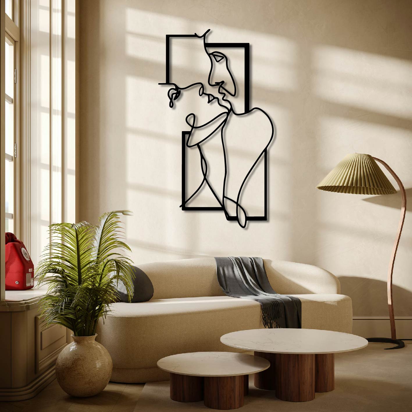 COUPLE LINES FRAME METAL WALL ART