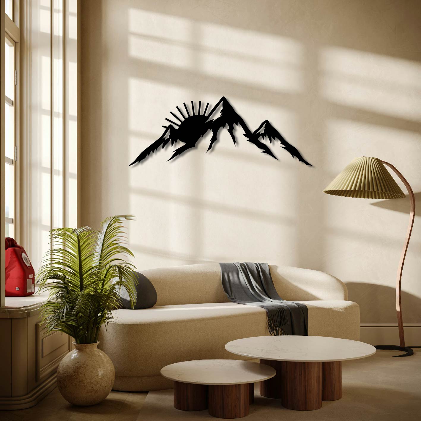 MOUNTAINS AND SUN METAL WALL ART