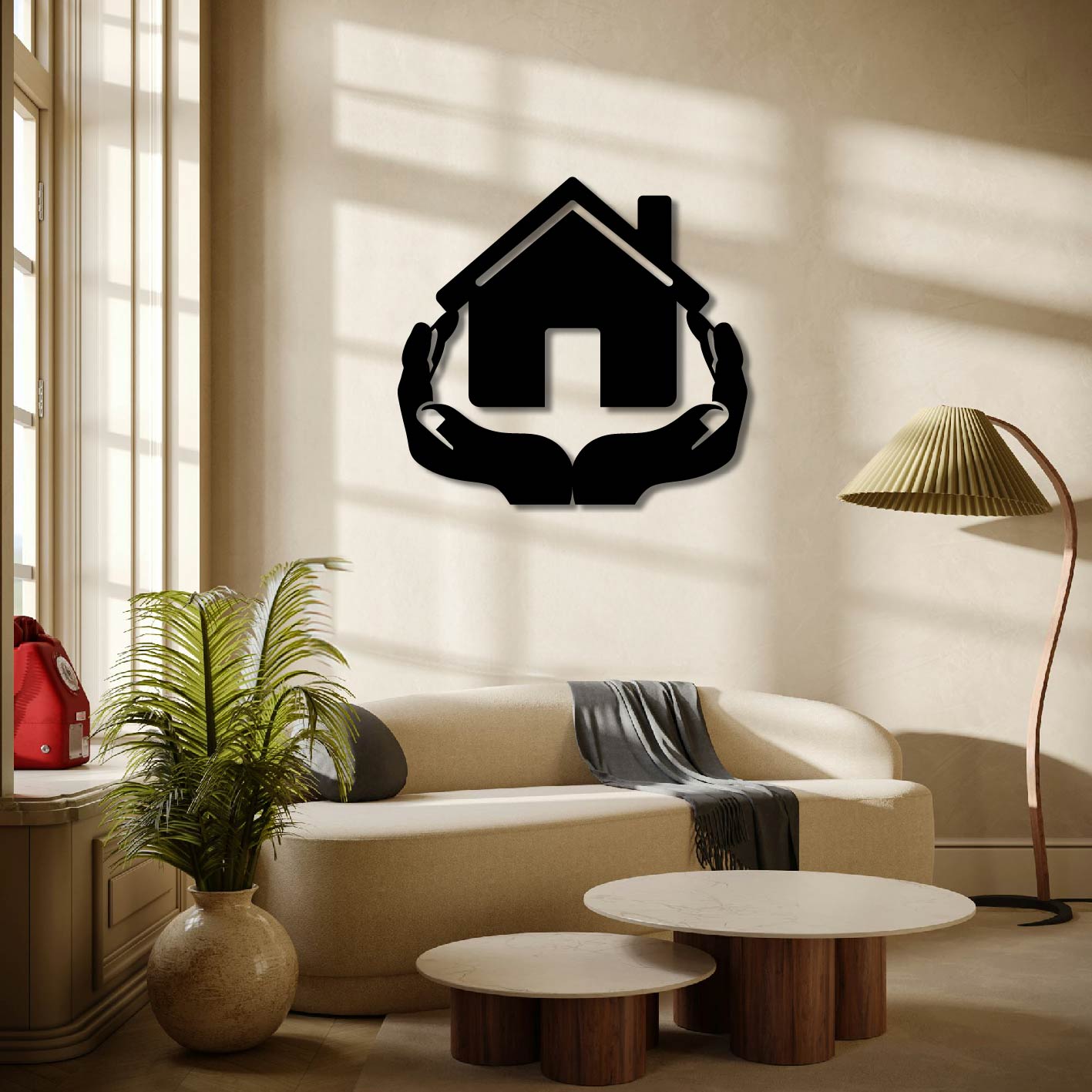 HOUSE IN HANDS METAL WALL ART