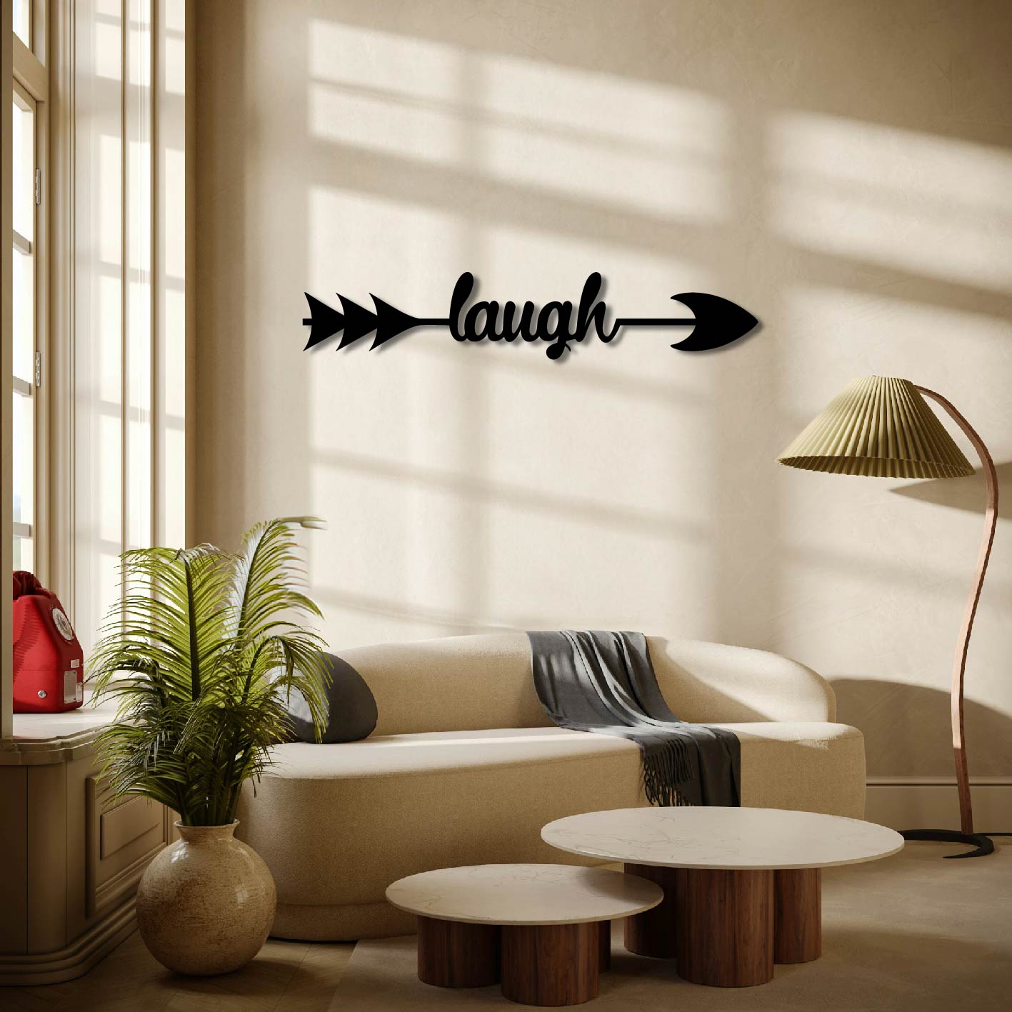 LAUGH ARROW SIGN METAL WALL ART