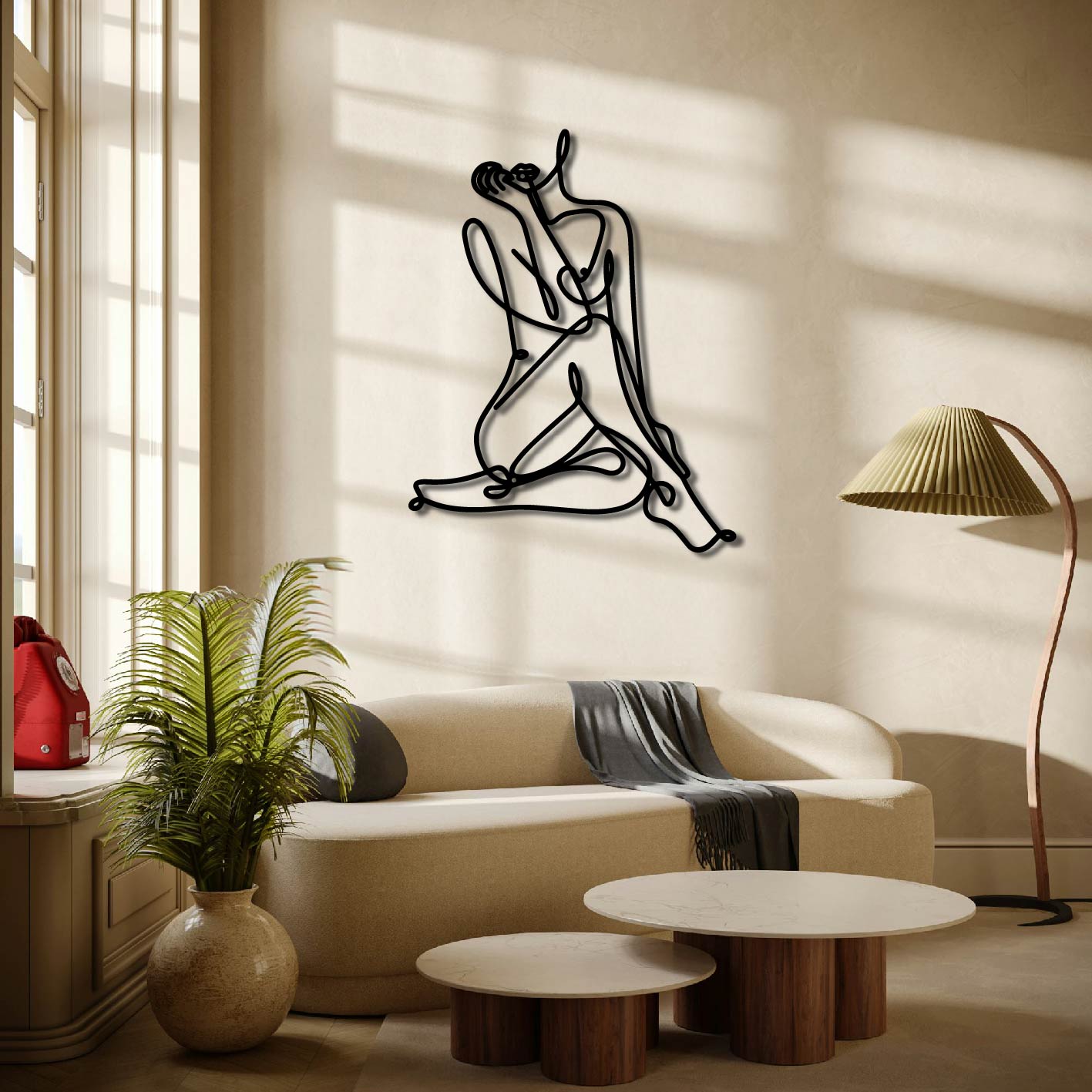 Woman Sitting Metal Wall Art Frame