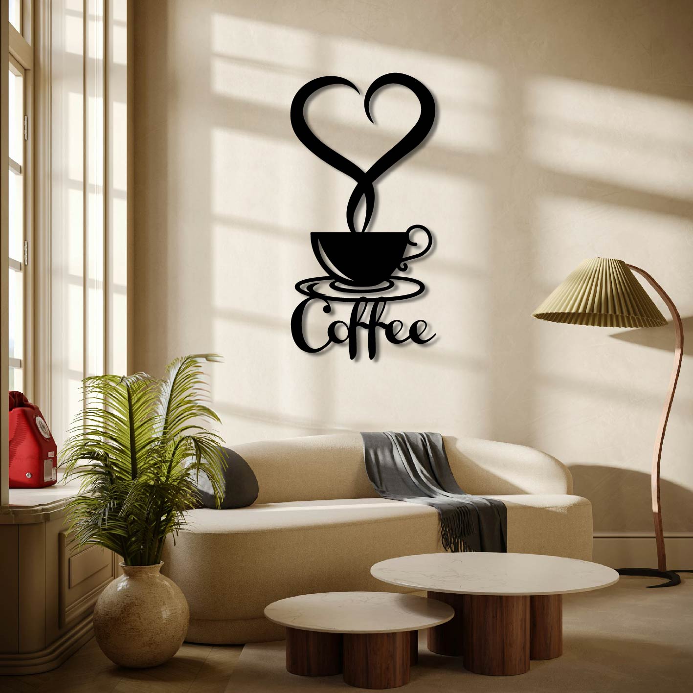 COFFEE HEART METAL WALL ART