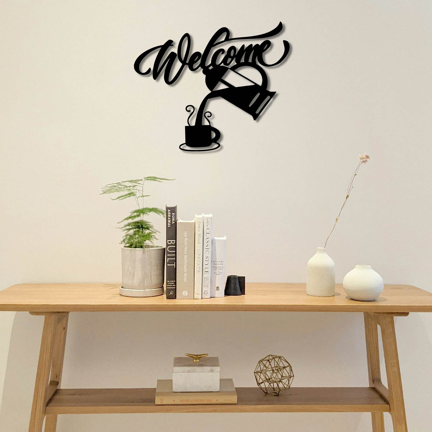 WELCOME COFFEE SIGN METAL WALL ART