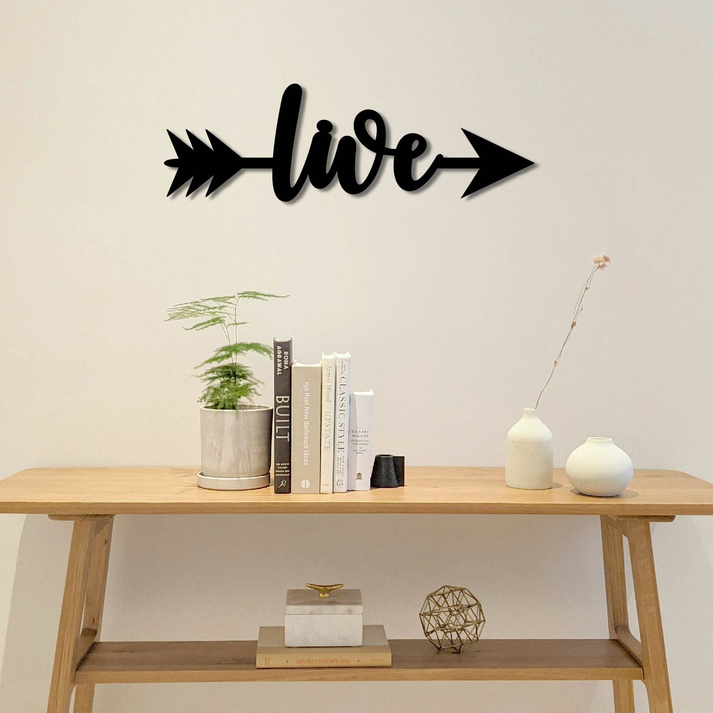 LIVE ARROW SIGN METAL WALL ART