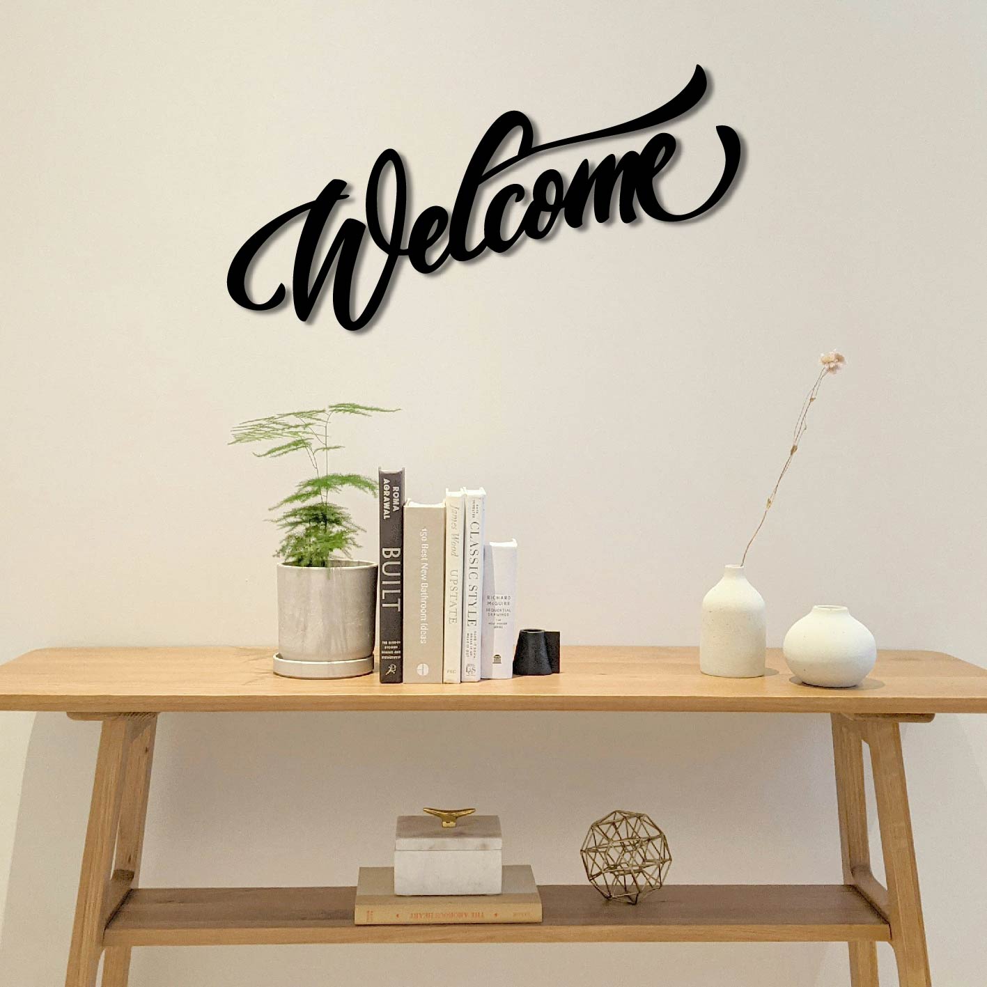WELCOME SCRIPT SIGN METAL WALL ART