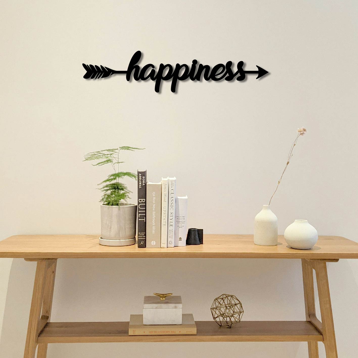 HAPPINESS ARROW SIGN METAL WALL ART