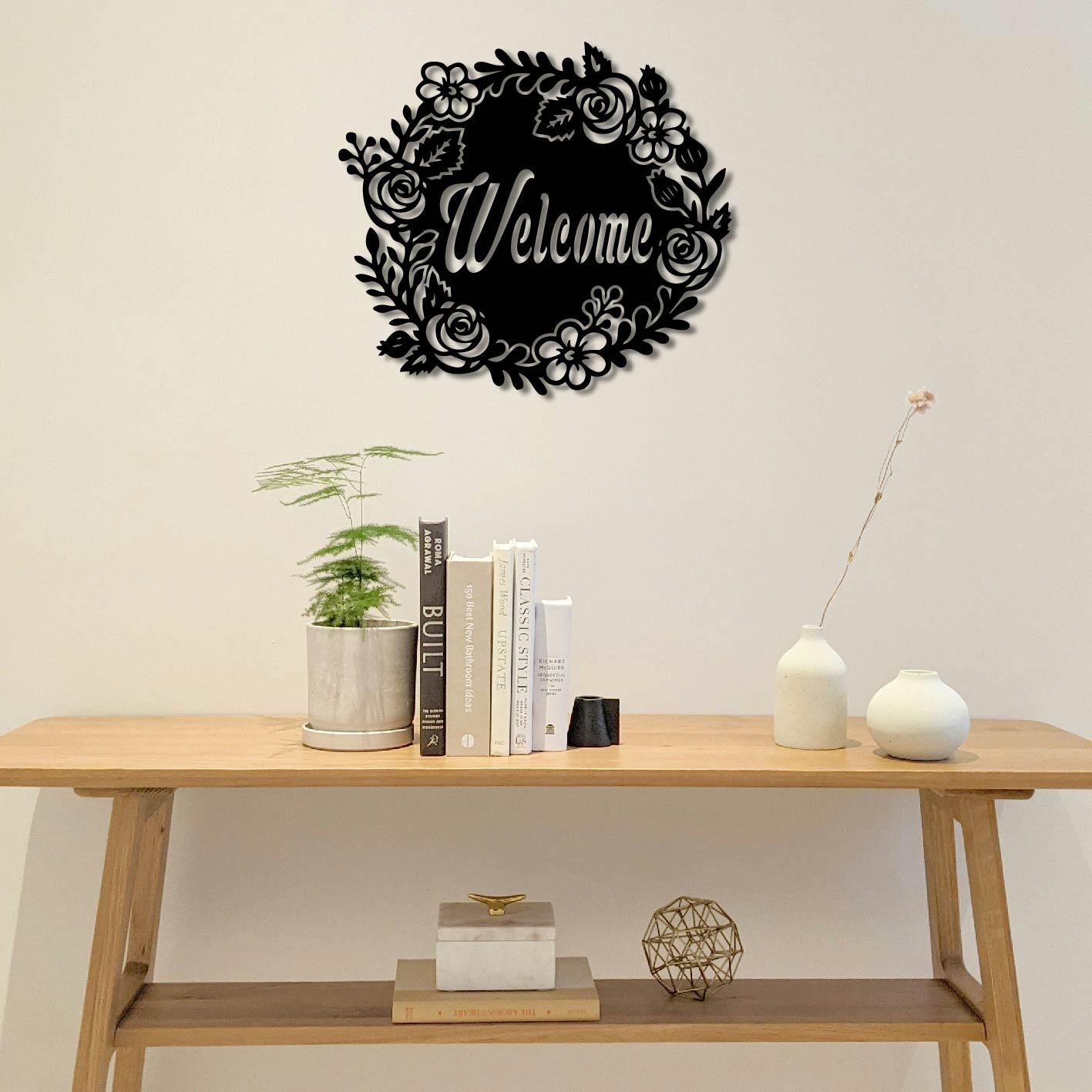 FLORAL WELCOME SIGN METAL WALL ART