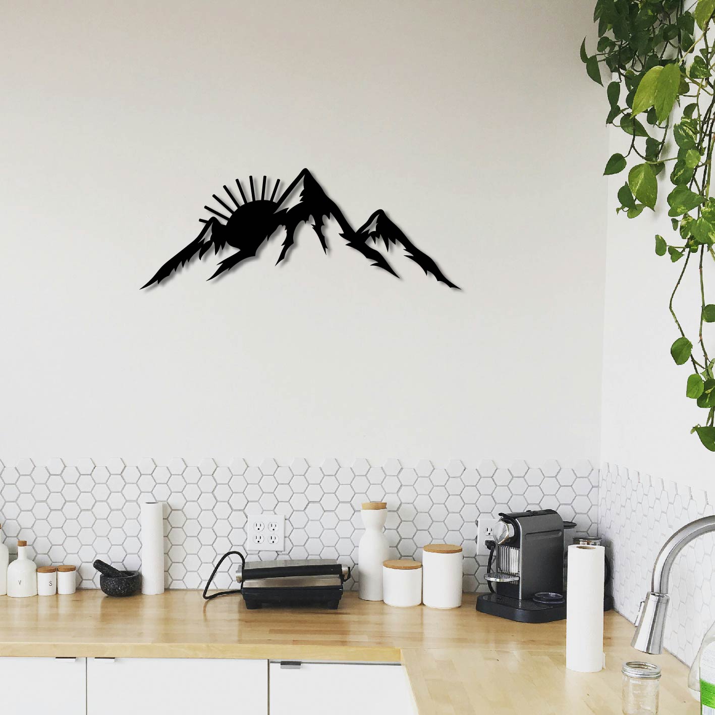 MOUNTAINS AND SUN METAL WALL ART