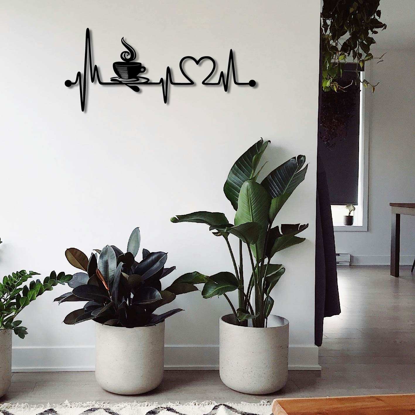 COFFEE CUP HEARTBEAT METAL WALL ART
