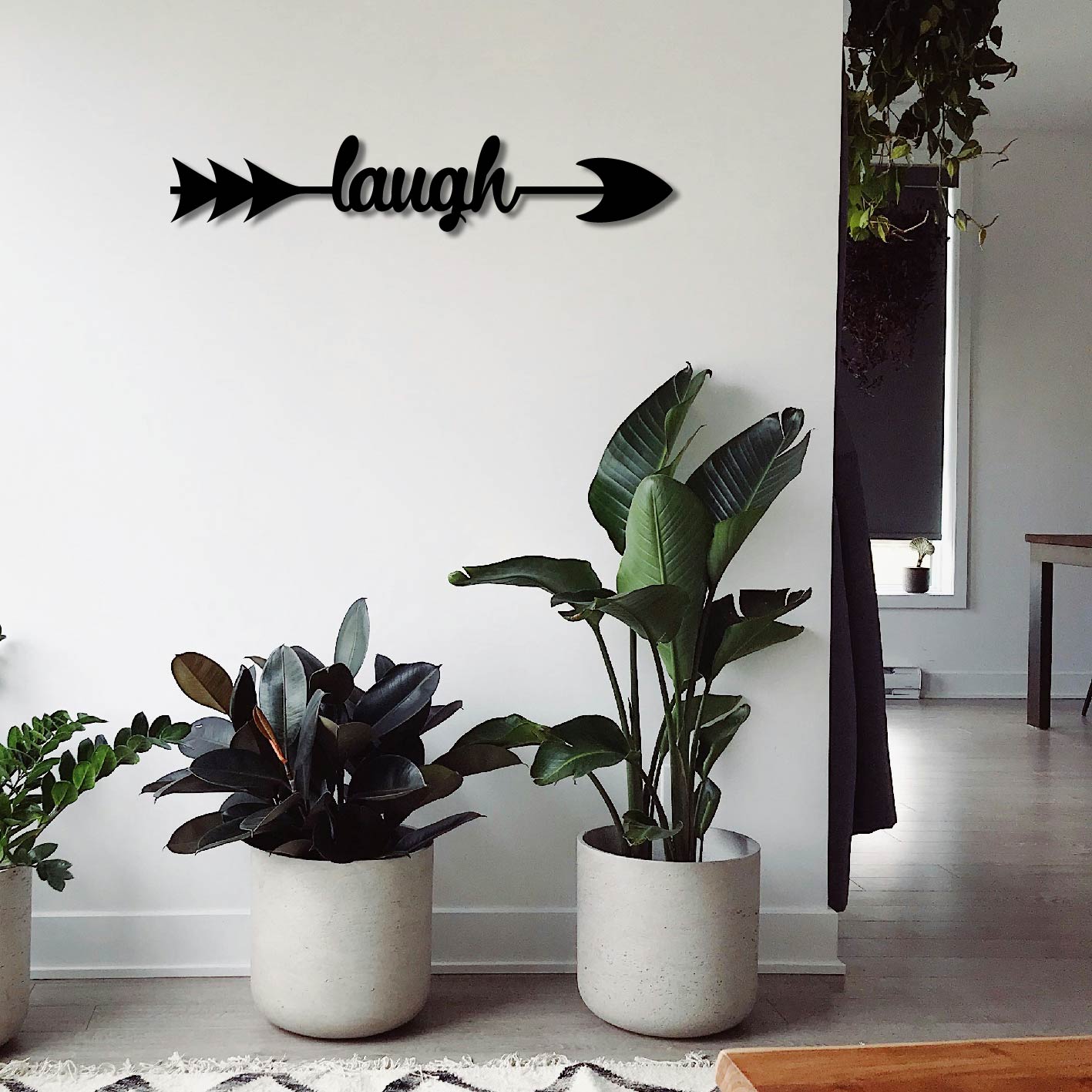 LAUGH ARROW SIGN METAL WALL ART