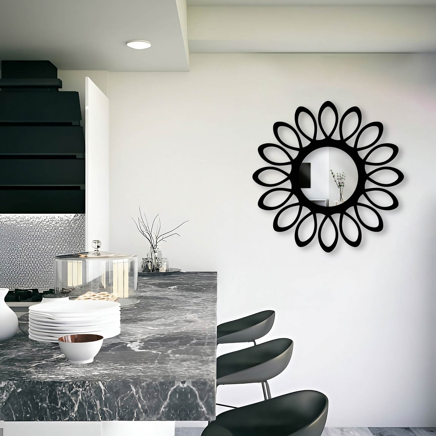 ABSTRACT LOOP MIRROR FRAME METAL WALL ART