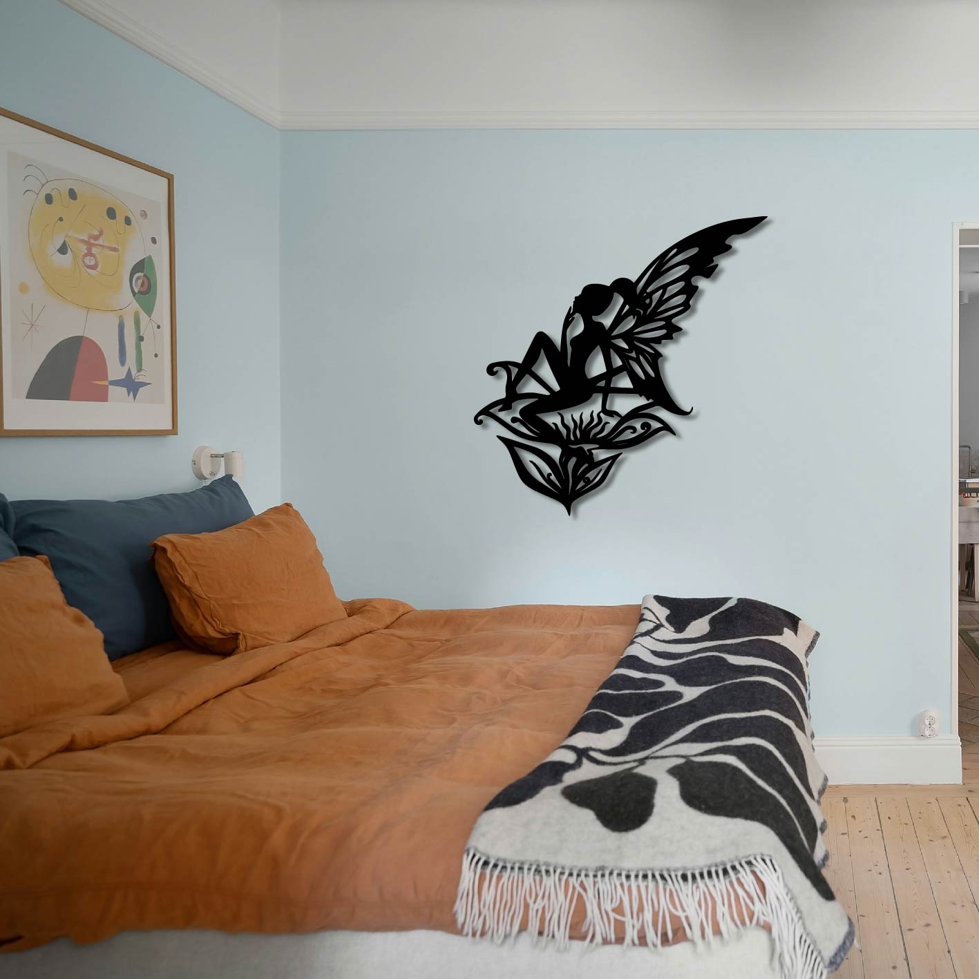 BUTTERFLY FAIRY ON FLOWER METAL WALL ART