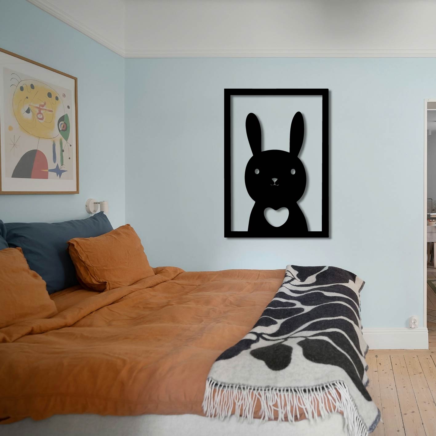 RABBIT IN FRAME METAL WALL ART