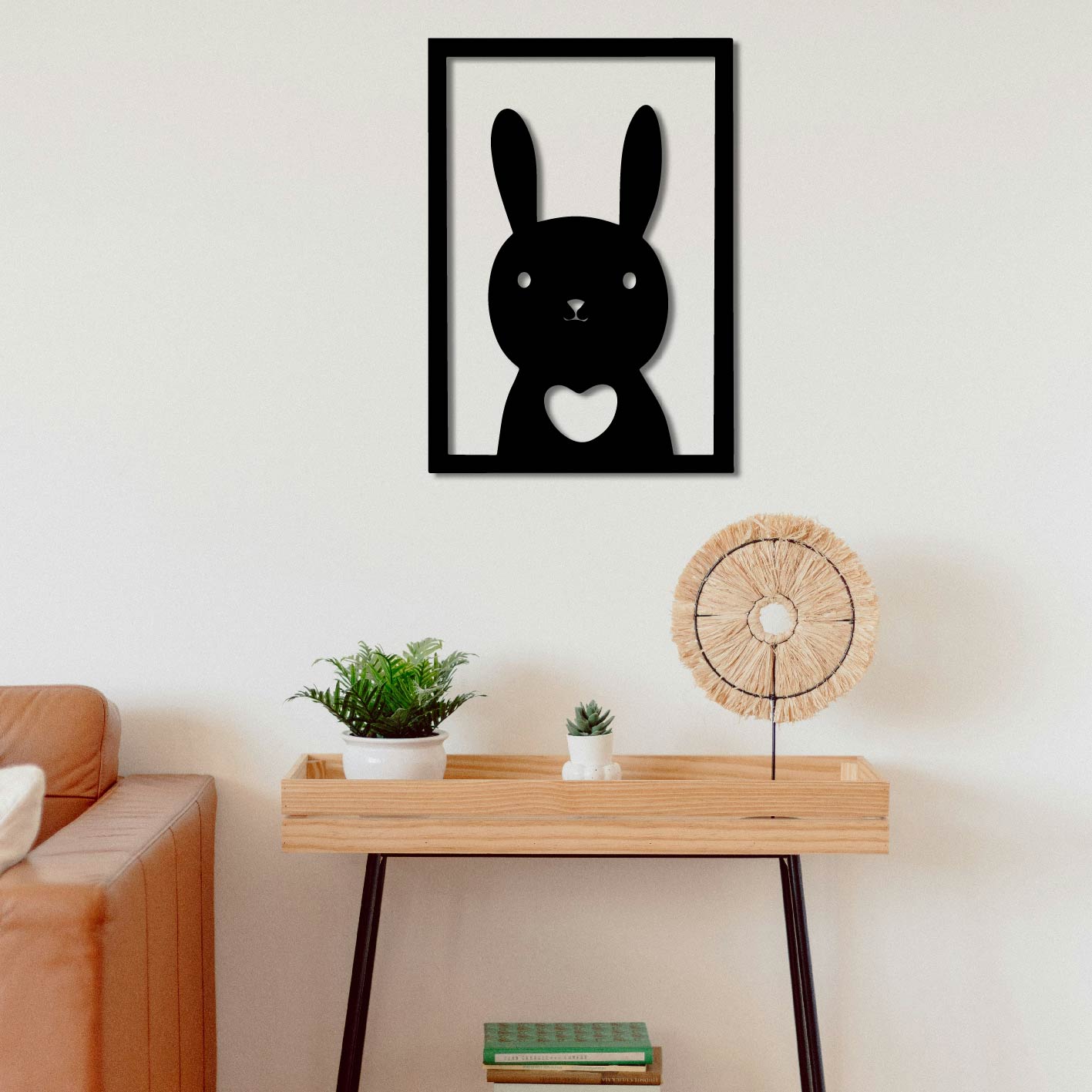 RABBIT IN FRAME METAL WALL ART
