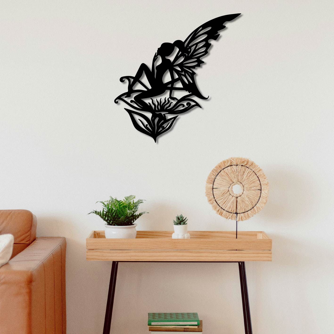 BUTTERFLY FAIRY ON FLOWER METAL WALL ART