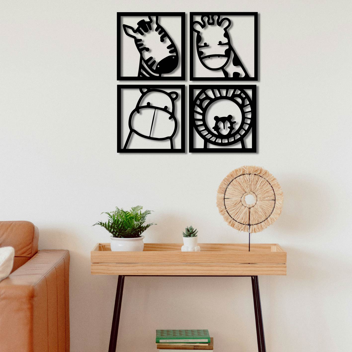 4 PIECE KIDDIES ANIMALS METAL WALL ART