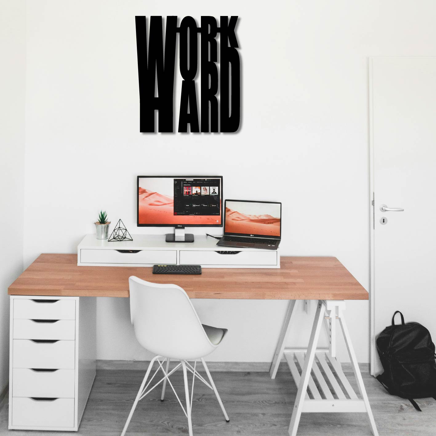 WORK HARD METAL WALL ART